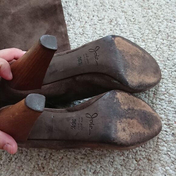 Joie brown knee high leather pull on boots wood block heel size 36.5 - Picture 12 of 13